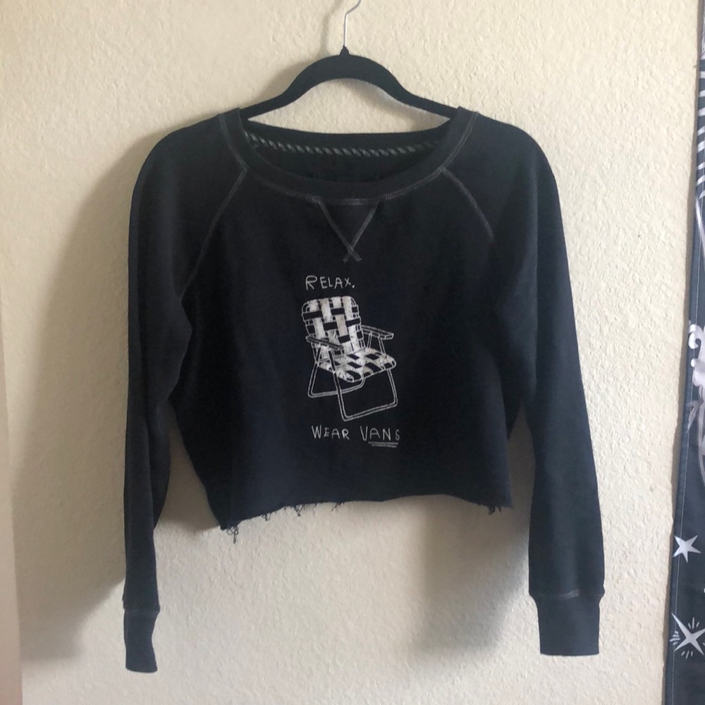 Women's Vans medium, black cropped sweatshirt.